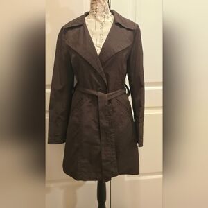 ambition Dark Brown Belted Trench Coat Petite Small